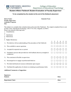 Student Affairs Fieldwork Student Evaluation of Faculty Supervisor Form