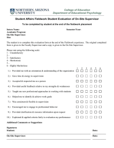 Student Affairs Fieldwork Student Evaluation of On-Site Supervisor Form