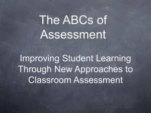 The ABCs of Assessment: Improving Student Learning Through Classroom Assessment
