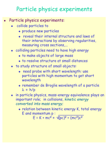 Particle physics experiments Particle physics experiments: