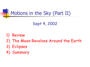 Motions in the Sky (Part II) Sept 4, 2002 1) Review