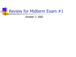 Review for Midterm Exam #1 October 7, 2002