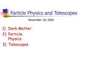 Particle Physics and Telescopes 1) Dark Matter 2) Particle Physics