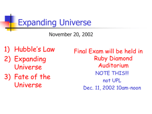 Expanding Universe 1) Hubble’s Law 2) Expanding Universe
