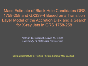 Mass Estimate of Black Hole Candidates GRS 1758-258 and GX339-4 Based on a Transition Layer Model of the Accretion Disk and a Search for X-ray Jets in GRS 1758-258