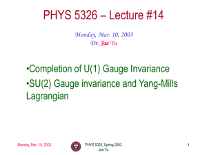SU(2) Local Gauge Invariance Yang-Mill's Lagrangian