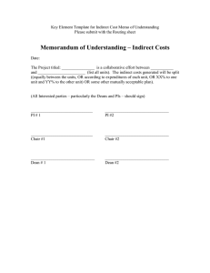 Memorandum of Understanding – Indirect Costs