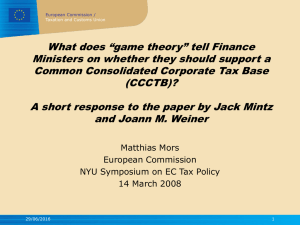 What does “game theory” tell Finance Common Consolidated Corporate Tax Base