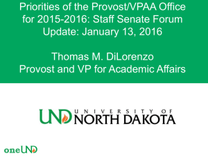 "Updates on Provost's Priorities"