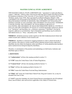 InterMune, Inc. - Clinical Study Agreement - 1/2005