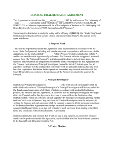 Schering Plough Research Institute - Investigator Initiated Master Clinical Trial Research Agreement - 7/1/2004