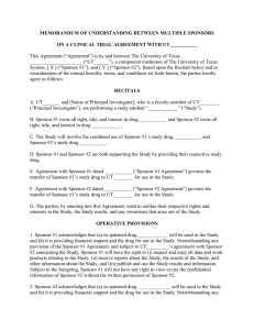 Memorandum of Understanding between Multiple Sponsors on a Clinical Trial Agreement