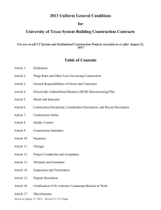 CCA 2013 Uniform General Conditions for University of Texas System Building Construction Contracts (eff 11/6/15)
