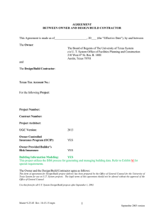 CCA Agreement between Owner and Design Build Contractor (revised 1/28/16)