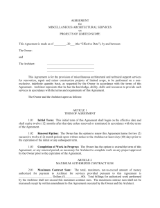 PSA Agreement between Owner and A/E for Miscellaneous Services on Projects of Limited Scope (revised 1/28/16)