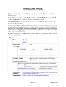 Inter-Institutional Joint Invention Management Agreement (All-In-One)