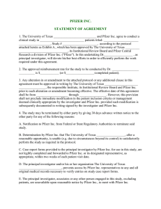 Pfizer - Connecticut - Statement of Agreement - Clinical Study