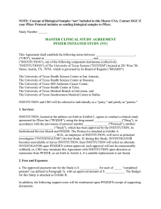 Pfizer - New York - Clinical Study Agreement - Pfizer Initiated Study - 6/12/2003