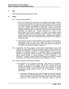 Sexual Harassment and Sexual Misconduct Policy - 4.6.2015