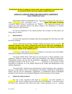 SSC Athletics - Assistant Athletic Director Employment Agreement (Short Form - for use with salaries of $100K or less)