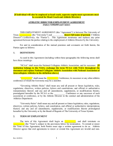 SSC Athletics - Athletic Director Employment Agreement (Short Form - for use with salaries of $100K or less)