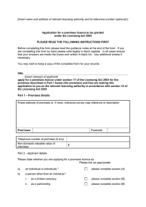 Word version of the premises licence application
