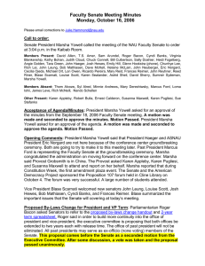 Faculty Senate Meeting Minutes Monday, October 16, 2006  Call to order: