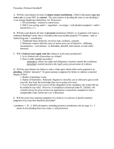 Procedure, Professor Hershkoff subject matter jurisdiction waive