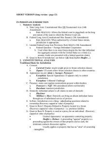 SHORT VERSION (long version - page 13) IN PERSONAM JURISDICTION Statutory Analysis