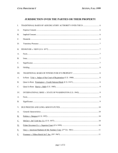 JURISDICTION OVER THE PARTIES OR THEIR PROPERTY C P I