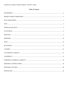 Criminal Law Outline | Professor Barkow | Fall 2015 |...  PUNISHMENT ....................................................................................................................................................... 2 Table of Contents