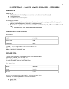 GEOFFREY MILLER — BANKING LAW AND REGULATION — SPRING 2015  INTRODUCTION