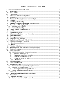 h) Outline - Corporation Law – Allen – 2009  I.