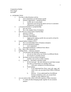 1 Corporations Outline Prof. Siegel