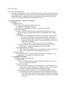 Crim Pro Outline:  Text of the Fourth Amendment:
