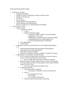 Professional Responsibility Outline    Sanctions for Violation o  Professional discipline