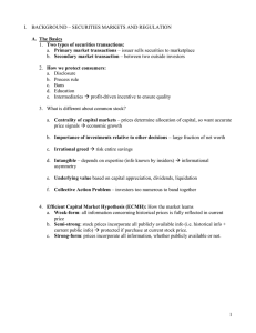 I.  BACKGROUND – SECURITIES MARKETS AND REGULATION  Primary market transactions