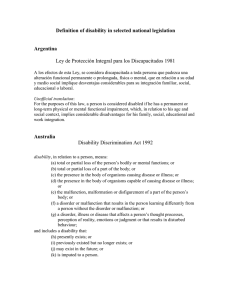 Definition of disability in selected national legislation  Argentina