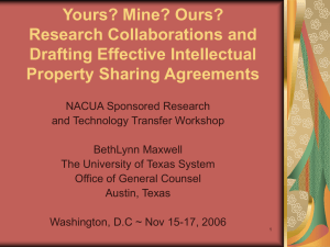 Research Collaborations and Drafting Effective Intellectual Property Sharing Agreements