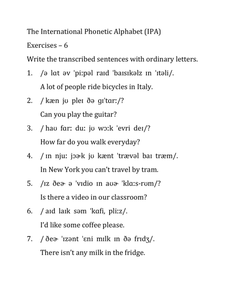 Easy Phonetic Transcription Exercises