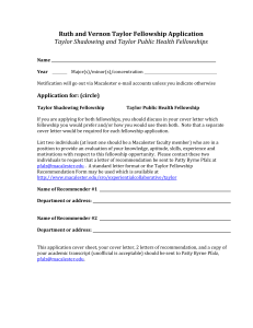 Ruth and Vernon Taylor Fellowship Application