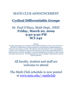 MATH CLUB ANNOUNCEMENT  Dr. Paul O’Hara, Math Dept., NEIU Cyclical Differentiable Groups