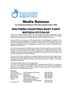 Media Release SOUTHERN COUNTRIES MUST FIGHT BIOTECH STITCH-UP