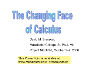 The Changing Face of Calculus