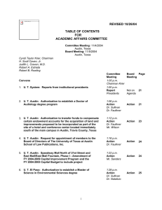 Revised Academic Affairs Committee Table of Contents