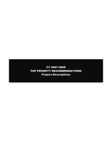 FY 2007-2008 PUF Priority Recommendations Project Descriptions