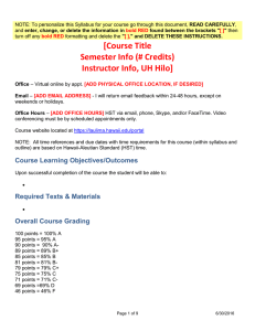 [Course Title Semester Info (# Credits) Instructor Info, UH Hilo]