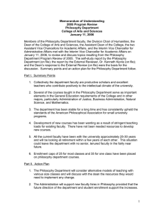 Memorandum of Understanding 2005 Program Review Philosophy Department College of Arts and Sciences