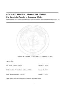 Contract Renewal, Promotion and Tenure for specialist faculty in Academic Affairs (February 2010)