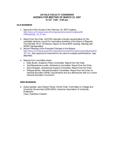 UH HILO FACULTY CONGRESS AGENDA FOR MEETING OF MARCH 23, 2007